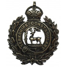 Berkshire Constabulary Black Wreath Helmet Plate - King's Crown