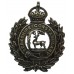 Berkshire Constabulary Black Wreath Helmet Plate - King's Crown