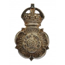 Yorkshire Dragoons Officer's Silvered Cap Badge - King's Crown