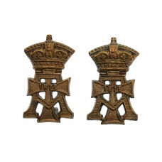 Pair of Yorkshire Regiment (Green Howards) Brass Collar Badges 