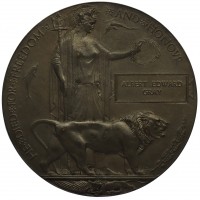 WW1 Memorial Plaque (Death Penny) - Albert Edward Gray