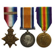 WW1 1914 Mons Star Medal Trio - Pte. A.C. Gordon, 2nd Bn. South Lancashire Regiment - Wounded