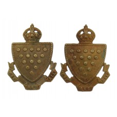 Pair of Cornwall Constabulary White Metal Collar Badges - King's Crown