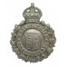 Warwickshire Constabulary Small Chrome Wreath Helmet Plate - King's Crown