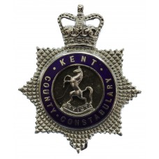Kent County Constabulary Enamelled Cap Badge - Queen's Crown