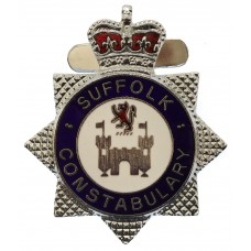 Suffolk Constabulary Enamelled Warrant Card Badge - Queen's Crown