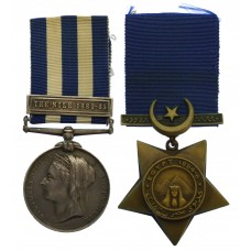 Egypt Medal (Clasp - The Nile 1884-85) and 1884-6 Khedives Star Medal Pair - Pte. W. Cawthorne, 20th Hussars Light Camel Regiment