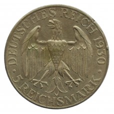 Germany Weimar Republic 1930 A Silver 5 Reichsmark "Graf Zeppelin" Coin