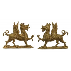 Pair of Welsh Regiment Officer's Collar Badges