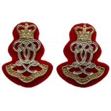 Pair of Queen's Own Hussars Anodised (Staybrite) Collar Badges