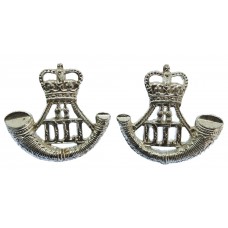 Pair of Durham Light Infantry (D.L.I.) Anodised (Staybrite) Collar Badges - Queen's Crown