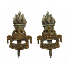 Pair of Royal Army Educational Corps (R.A.E.C.) Bi-Metal Collar Badges - King's Crown