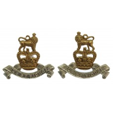 Pair of Royal Army Pay Corps (R.A.P.C.) Bi-Metal Collar Badges - Queen's Crown