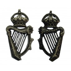 Pair of Royal Ulster Constabulary (R.U.C.) Collar Badges - King's Crown