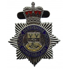 Derbyshire Constabulary Enamelled Warrant Card Badge - Queen's Crown