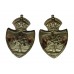 Pair of Worcestershire Constabulary White Metal Collar Badges - King's Crown