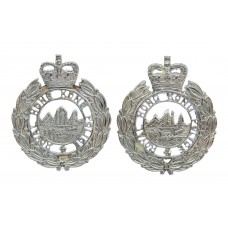 Pair of Royal Hong Kong Police Collar Badges - Queen's Crown