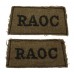Pair of Royal Army Ordnance Corps (R.A.O.C.) WW2 Cloth Slip On Shoulder Titles