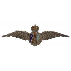 Royal Air Force (R.A.F.) Sterling Silver & Enamel Sweetheart Brooch - King's Crown