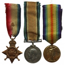 WW1 1914-15 Star Medal Trio - Pte. W. Hind, Notts & Derby Regiment (Sherwood Foresters)