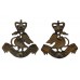 Pair of Buckinghamshire Constabulary Blackened Brass Collar Badges - Queen's Crown