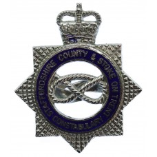 Staffordshire County & Stoke - on -Trent Constabulary Senior Officer's Enamelled Cap Badge - Queen's Crown