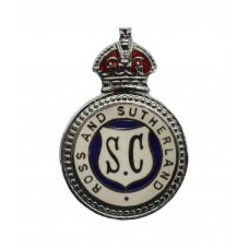 Ross and Sutherland Special Constabulary Enamelled Lapel Badge - King's Crown
