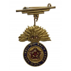 Royal Fusiliers Brass & Enamel Pendant Sweetheart Brooch - King's Crown