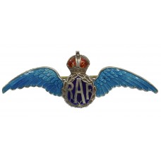 Royal Air Force (R.A.F.) Silver & Enamel Sweetheart Brooch - King's Crown