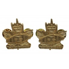 Pair of Canadian Windsor Regiment (R.C.A.C.) Collar Badges - Quee
