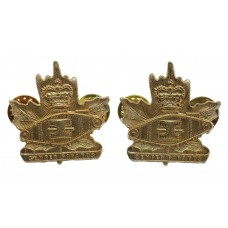 Pair of Canadian Windsor Regiment (R.C.A.C.) Collar Badges - Queen's Crown