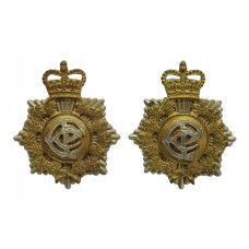 Pair of Canadian Postal Corps Bi-Metal Collar Badges - Queen's Cr