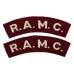 Pair of Royal Army Medical Corps (R.A.M.C.) Cloth Shoulder Titles