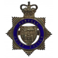 Norfolk Joint Police Senior Officer's Silvered & Enamel Cap Badge - Queen's Crown