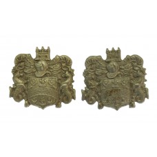 Pair of Cambridge Borough Police White Metal Collar Badges