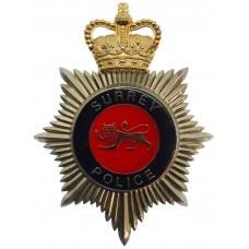 Surrey Police Enamelled Helmet Plate - Queen's Crown