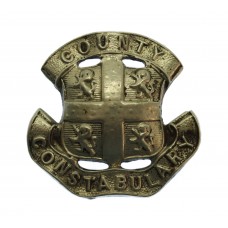 Durham County Constabulary White Metal Coat of Arms Cap Badge