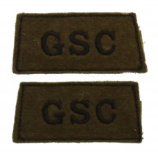 Pair of General Service Corps (GSC) Cloth Slip On Shoulder Titles