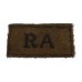 Royal Artillery (R.A.) Cloth Slip On Shoulder Title