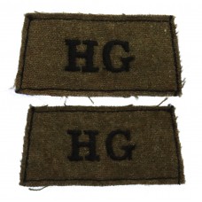 Pair of Home Guard (HG) WW2 Cloth Slip On Shoulder Titles