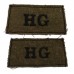 Pair of Home Guard (HG) WW2 Cloth Slip On Shoulder Titles