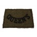 Queen's Royal West Surrey Regiment (QUEEN'S) WW2 Cloth Slip On Shoulder Title