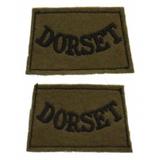 Pair of Dorsetshire Regiment (DORSET) Cloth Slip On Shoulder Titl