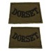 Pair of Dorsetshire Regiment (DORSET) Cloth Slip On Shoulder Title