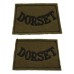 Pair of Dorsetshire Regiment (DORSET) Cloth Slip On Shoulder Title