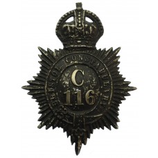 Bristol Constabulary Night Helmet Plate (C116) - King's Crown