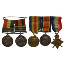 QSA (3 Clasps), KSA (2 Clasps), 1914 Mons Star, British War & Victory Medal Group of Five - Sjt. R. Larkin, Royal Berkshire Regiment