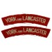 Pair of York & Lancaster Regiment (YORK AND LANCASTER) Cloth Shoulder Titles