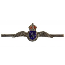 Royal Air Force (R.A.F.) Silver & Enamel Sweetheart Brooch/Tie Pin - King's Crown