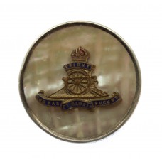 Royal Artillery Mother of Pearl & Silver Rim Sweetheart Brooc